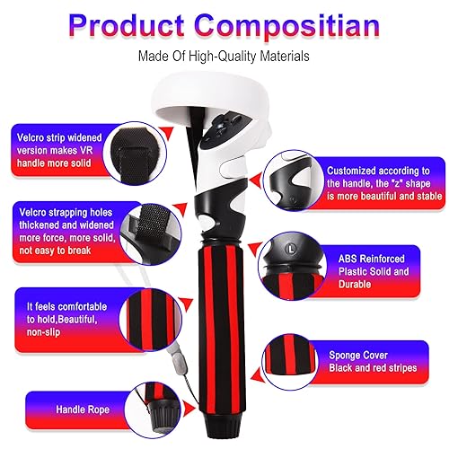 Miniatura 4 de VR Multipurpose Game Handle Accessories for Oculus Quest 2 Beat Saber Game,Dual Handles Extension Grips and Long Beat Saber Handle Extenders for VR