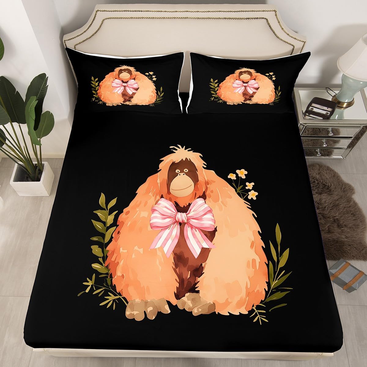 Erosebridal Cartoon Pig Fitted Sheet,Pink Bowknot Bed Sheets Queen for Kids Boys Girls,Cute Animal Bed Cover,Farmhouse Bedding Set with 2 Pillowcases Wrinkle Free
