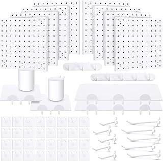 58 Pieces Pegboard Organizer Kits Pegboard Wall Panel Plastic Pegboard Mount Display with Pegboard Accessories Include Sto...