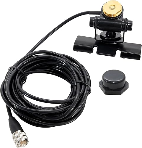 Anina Antena NMO ajustable Soporte de montaje Hatchback con orificio pasante fijo W/NMO tapa de montaje 16.5 pies UHF PL259 macho RG58 Cable coaxial