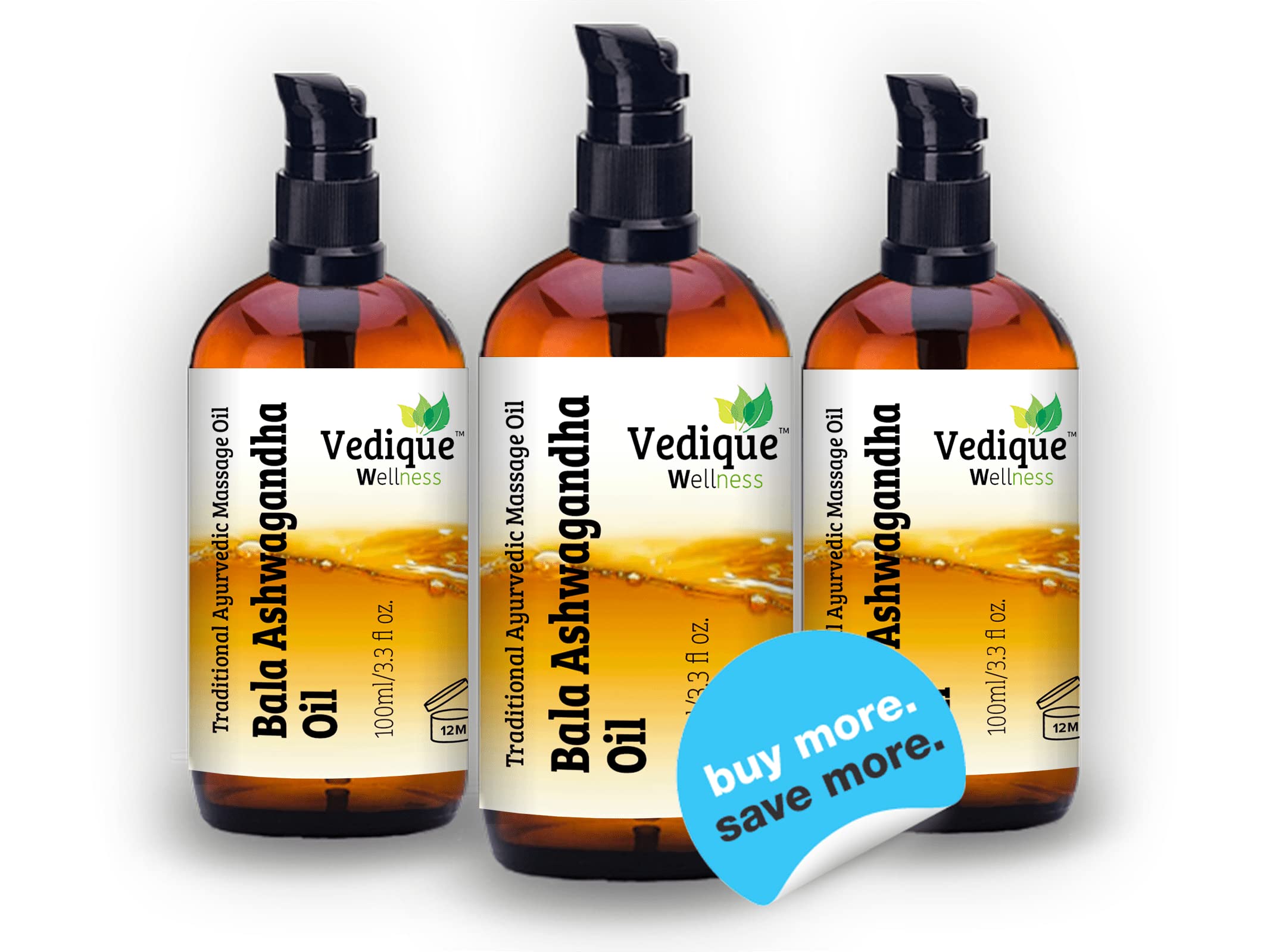 VEDIQUE Remedies Bala Ashwagandha olejek | 500 ml | ponad 15 leczniczych ziół | ajurwedyjski klasyczny olejek do masażu | rewitalizujący, energetyzujący i pielęgnujący | całkowicie naturalny