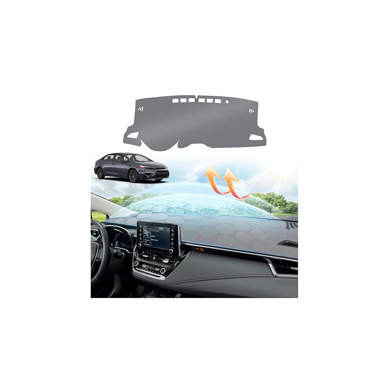 Capa para painel Toyota Corolla 2019 a 2026 Sunsdrew cinza com base antiderrapante sem HUD