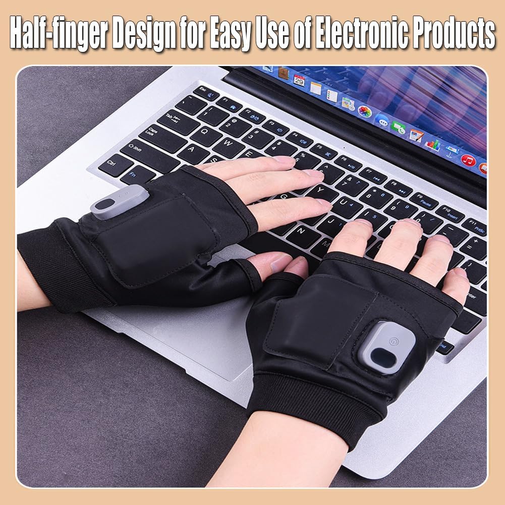 Heated Gloves for Women, Fingerless Electric Heating Gloves with Digital Display, 3-Temp Smart Thermostatic Hand Warmers, Hand Warmer Glove for Outdoor Work, Cycling, Skiing(Black) - Image 5