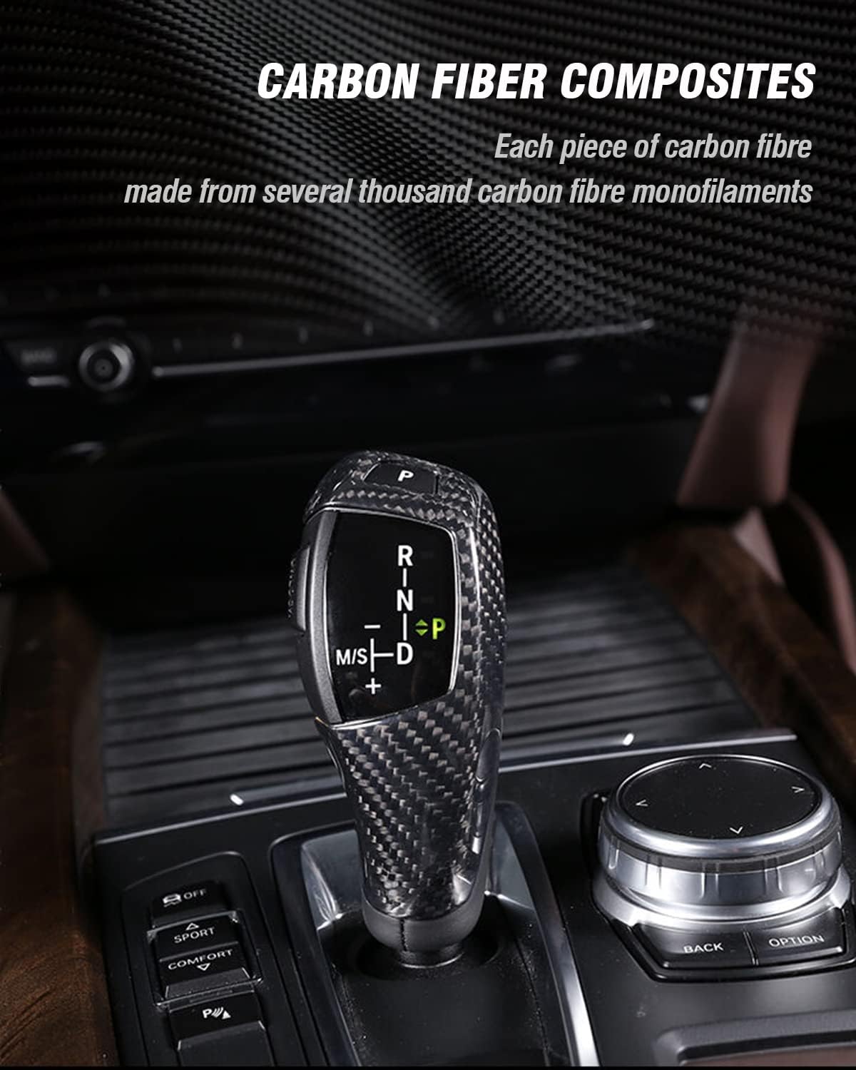 Carbon Fiber Gear Shift Knob Cover Fit for BMW F30 F32 F36 F10 F20 F22 F34 F07 F01 X3 X4 X5 X6 1–7 Series X Series