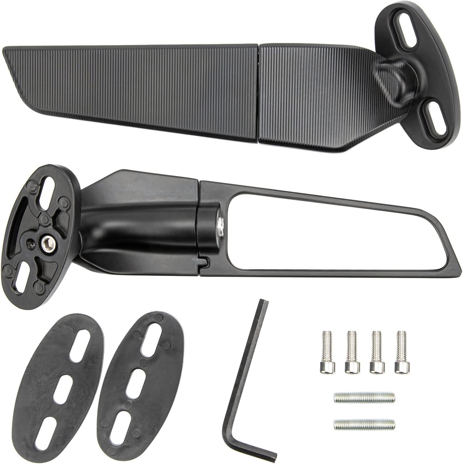 Motorcycle Rearview Mirror, Akozon Wing Mirror djustable Rotating Wind Wing Mirror Replacement for Ninja 250 300 H2 H4