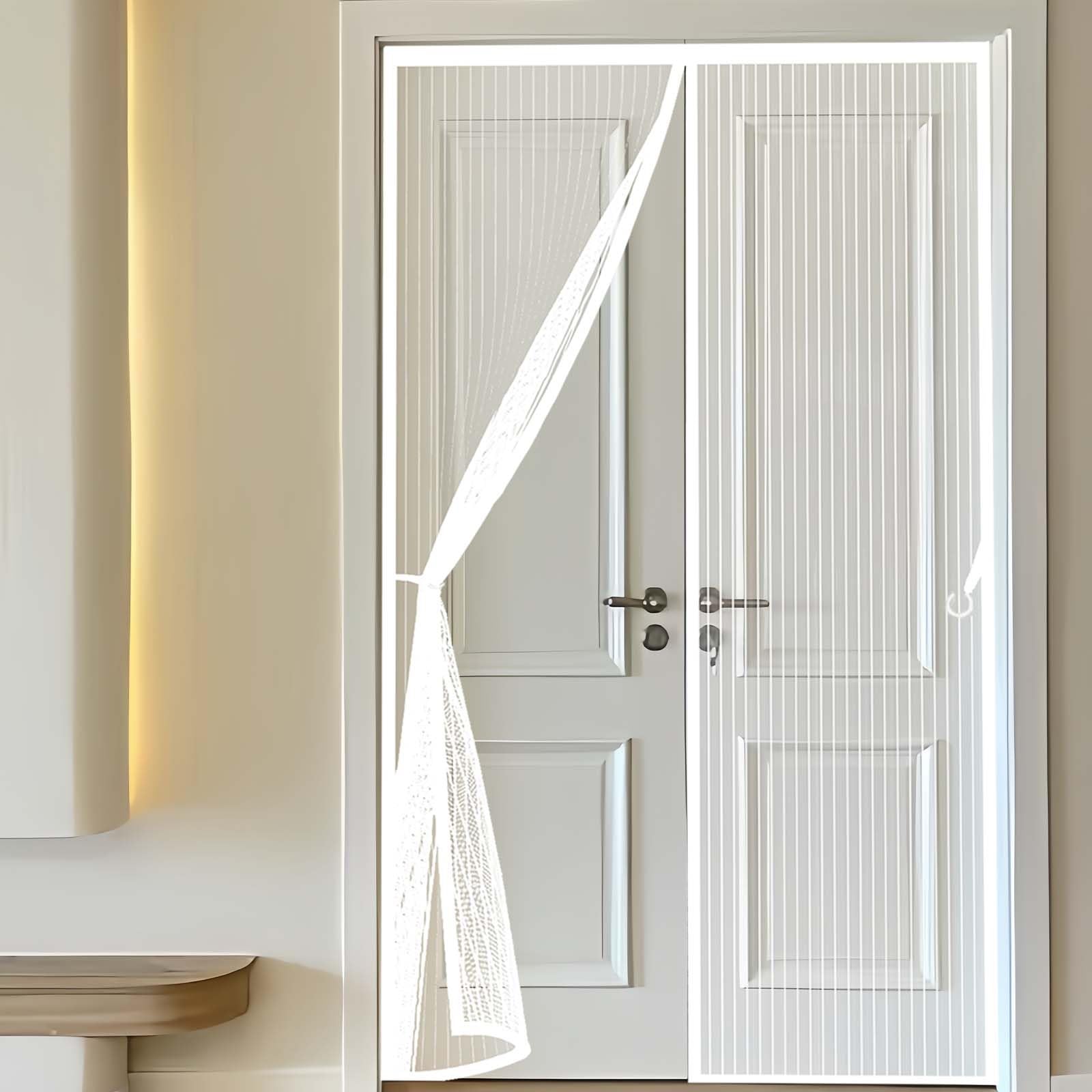 Magnetic Fly Screen for Doors 100x210cm(WidthxHigh) Durable, Keeps Bugs Out, Kid and Pet Friendly Magnet Fly Screen Door Insect Protection Hundreds of Sizes, Lets Fresh Air in, White