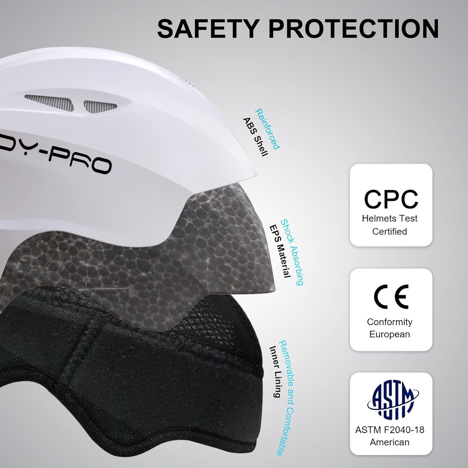 AIDY-PRO Ski Helmet Snowboard Helmet for Adults & Youth, Adjustable Snowboarding Helmets with Shockproof ABS Shell, Safety-Certified Snow Sport Helmets for Men Women