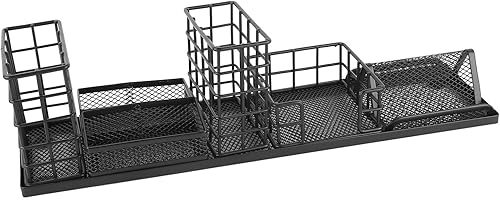 Miniatura 3 de 7pcs Mesh Desk Set, Multi Functional Access, Phone Holder with Paper Sto, Iron Mesh Desk for Pens, Memos, Supplies, Stylish