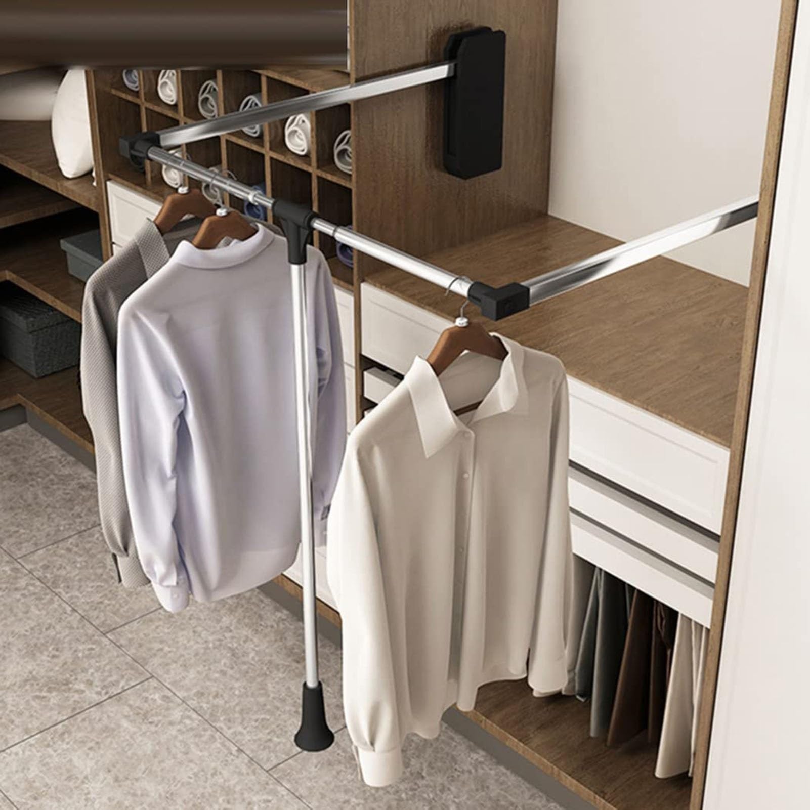 GTHTUHFD Adjustable Closet Organizer Rack, Pull Down Rod For Pants And Coats, Versatile Hanging Rail, Space-Saving Clothes Hanger Holder 510-660mm