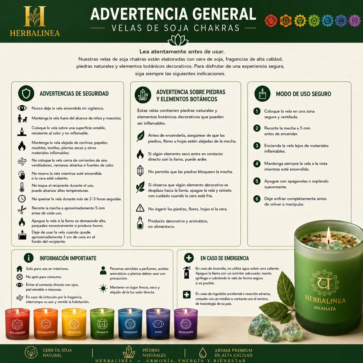 Set 7 Velas Chakra Premium – Velas Aromáticas de Soja con Cristales Naturales y Flores Secas | Pack Espiritual para Meditación, Yoga, Relax y Decoración Zen | Regalo Original