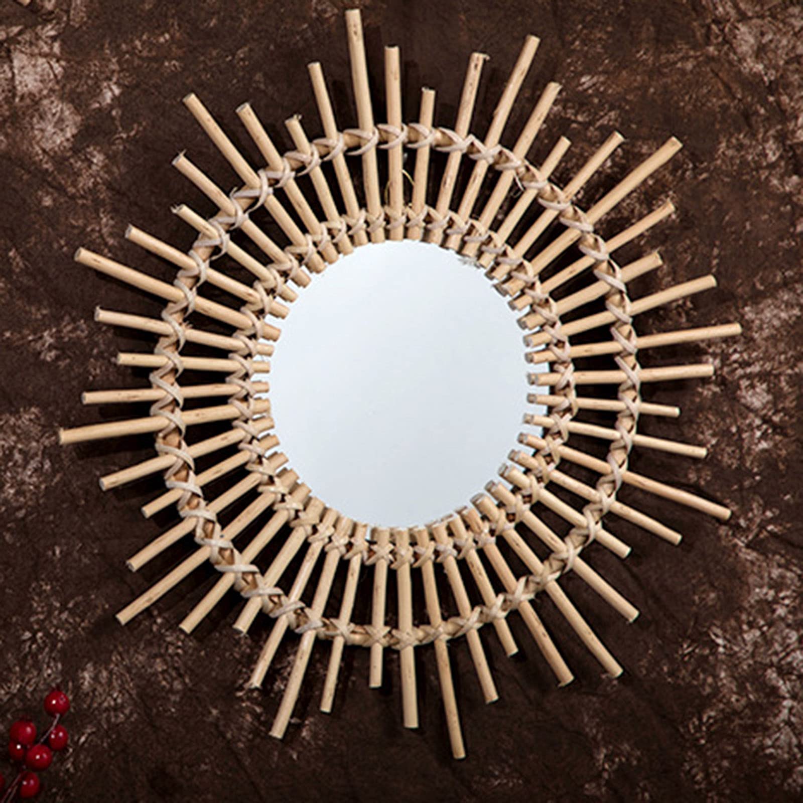 Natural Rattan Woven Handmade Wall Hanging Mirror, Wicker Mirrors
