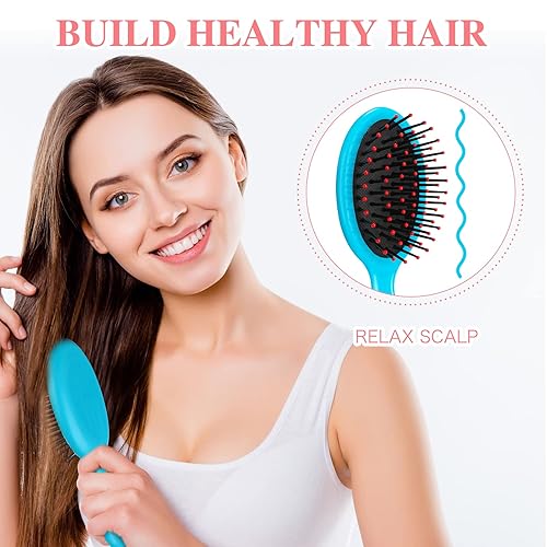 Miniatura 6 de Nuenen 3 piezas de mini cepillos desenredantes para el cabello, pequeños cepillos de pelo húmedo y seco, cepillo de viaje para desenredar cerdas