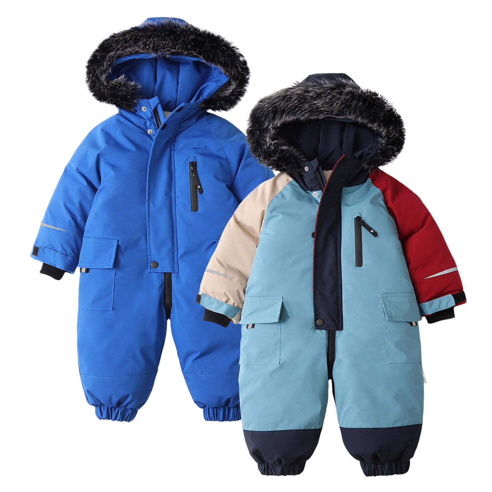 Neonato Pagliaccetto Invernale Ragazza Ragazzi Tute da Neve con Cappuccio Infantile Un Pezzo Caldo Giubbotto Cappotto Capispalla,Giacca a Vento Bambina,Piumino Leggero Bimb