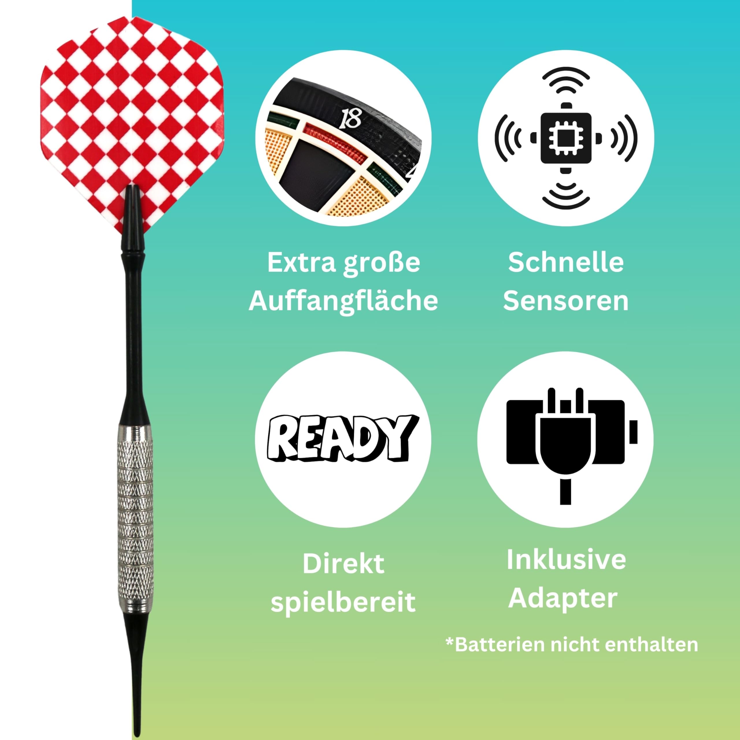 Best Sporting elektr. Dartscheibe Coventry - 27 Spiele mit 159 Varianten, bis zu 16 Spieler, 12 Dartpfeilen & Ersatzspitzen, LED-Anzeigen, Soundeffekt (Weiße Spinne)