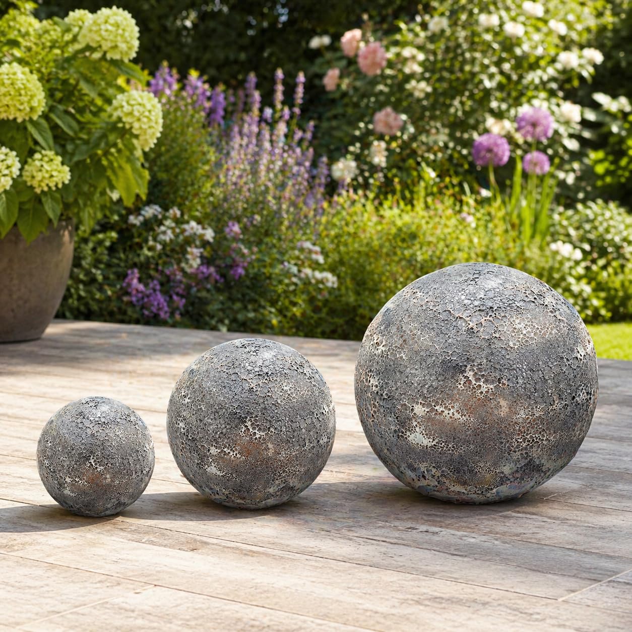Keramik-Gartenkugel Luna 20cm frostfest Gartendeko