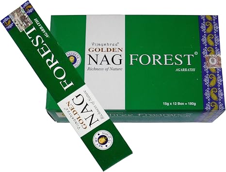 Vijayshree Golden Nag Forest Incense Sticks Home Fragrance Agarbatti 1 Box Contains 12 Pack