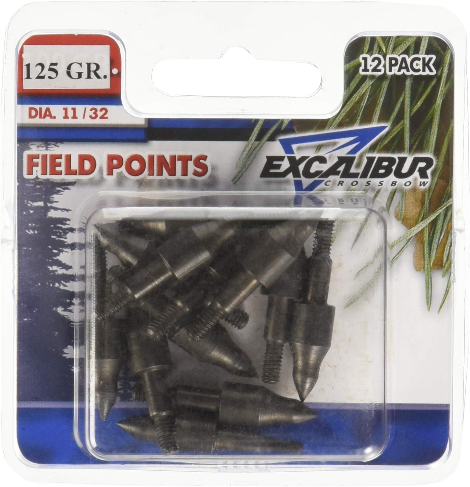 Excalibur Field Hunting Durable 11/32" Replacement Points for Crossbow Arrow Broadheads - 12 Pack, 125 Grain