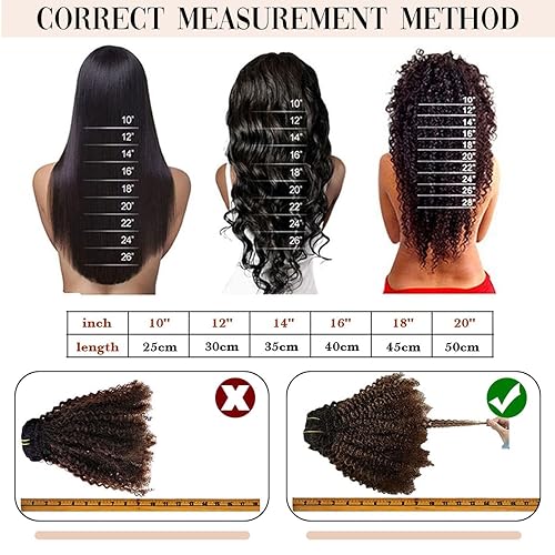 Miniatura 5 de Caliee Extensiones de cabello humano real de aspecto natural rizado para mujeres afroamericanas negras, 18 pulgadas, 7 unidades4.23 onzas 3B 3C tipo