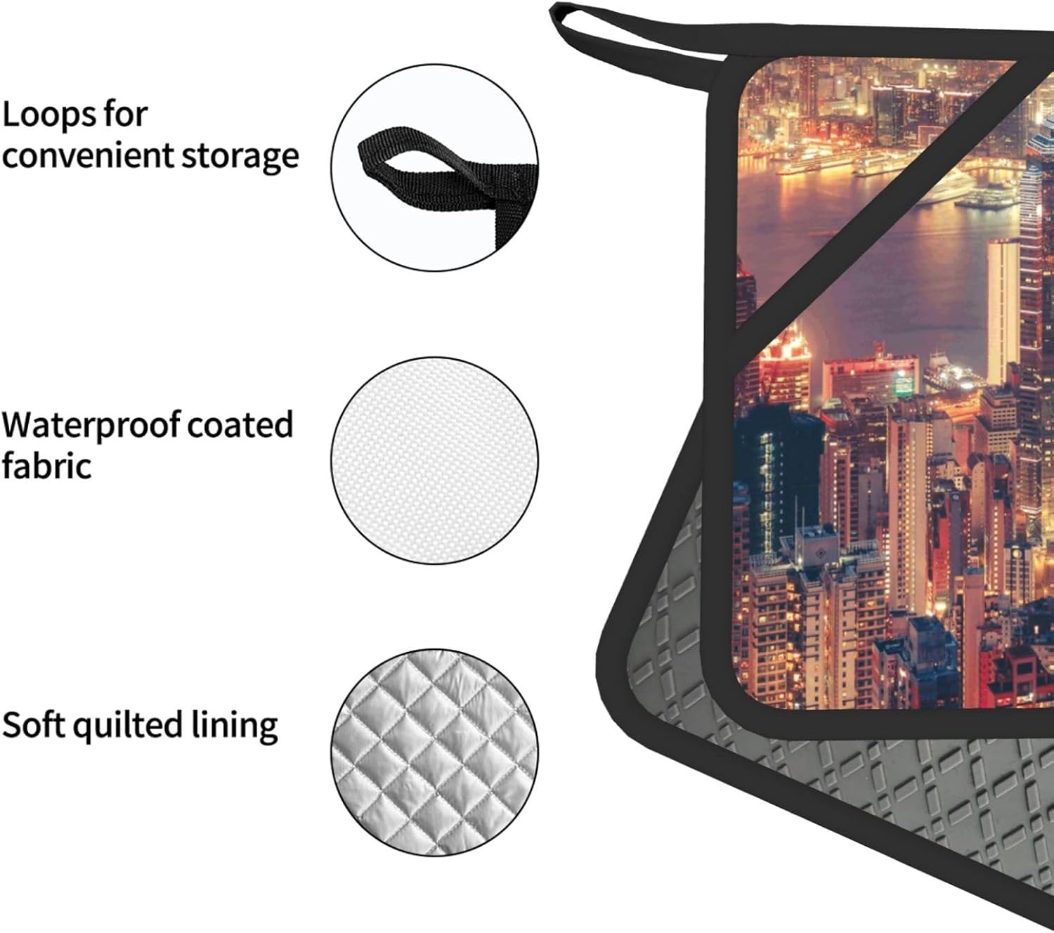 Hong Kong Oven Mitts and Pot Holders Set of 4 Heat Resistant Kitchen Gloves with Silicone Palm Hot Pads for Baking Cooking Grilling BBQ