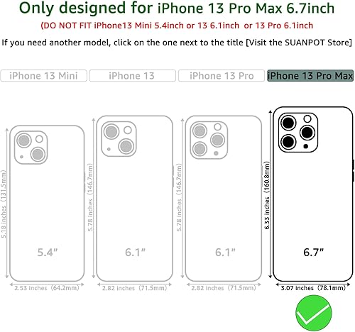 Miniatura 8 de SUANPOT Funda tipo cartera para iPhone 13 Pro Max 6.7 5G con bloqueo RFID, tarjetero y tarjetero, de piel sintética, a prueba de golpes, para Apple