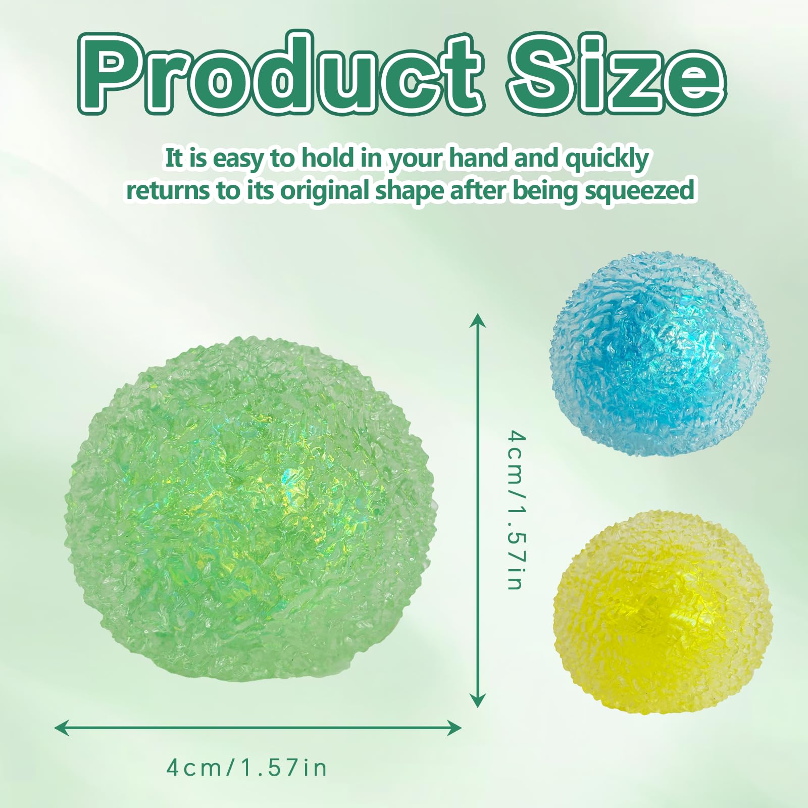 Glitter Stress Balls,1.57" Sensory Fidget For Kids & Adults,bling bling Squishy Fidget Toys, Fast Rise Gel Ball - Image 2