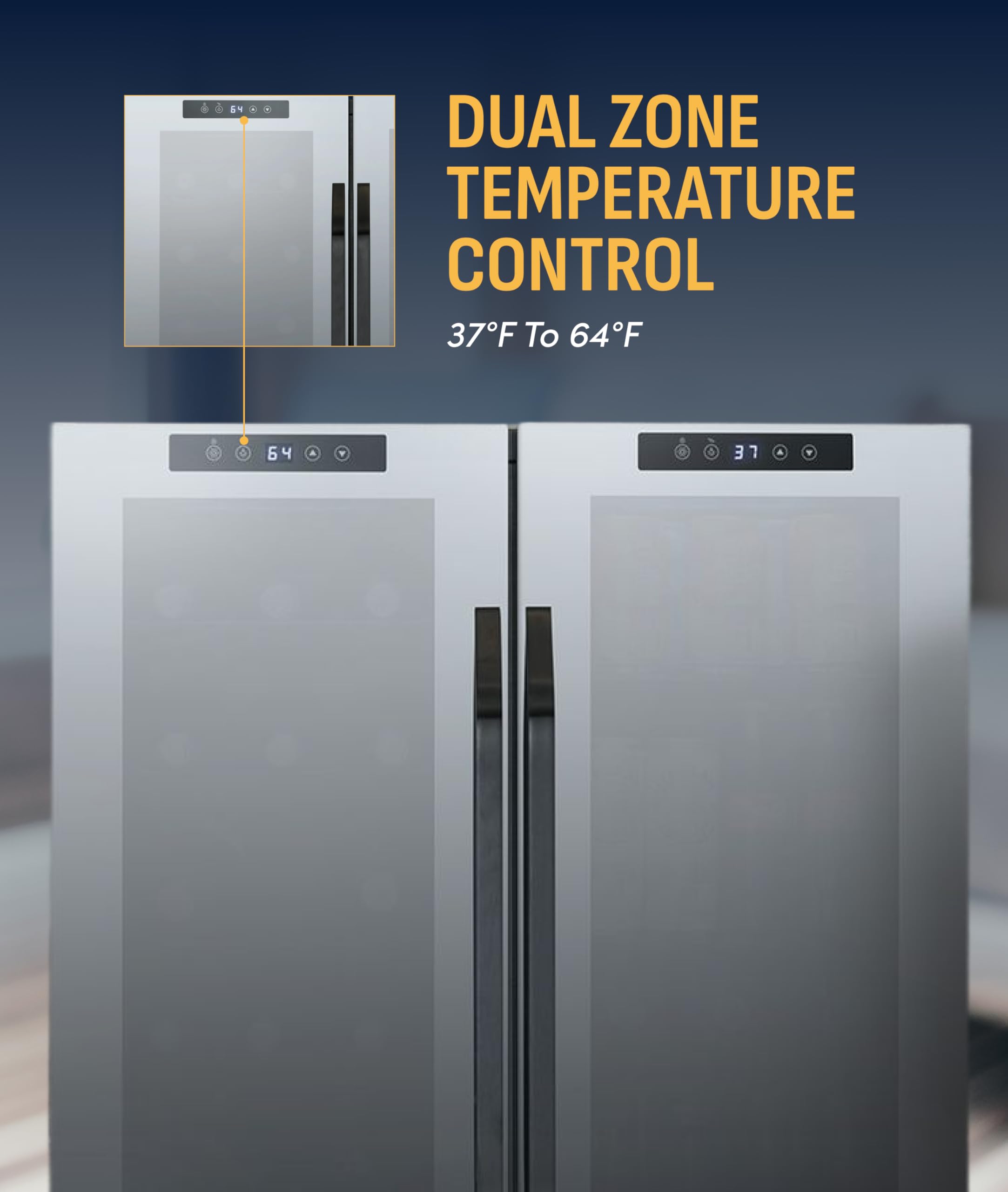 NewAir 27" Dual Zone Beverage Refrigerator & Wine Cooler For 18 Bottles & 59 Cans | Freestanding Or Built-In Under Counter Mini Fridge For Beer, Wine And Soda | Black on Fridge.com - View 6