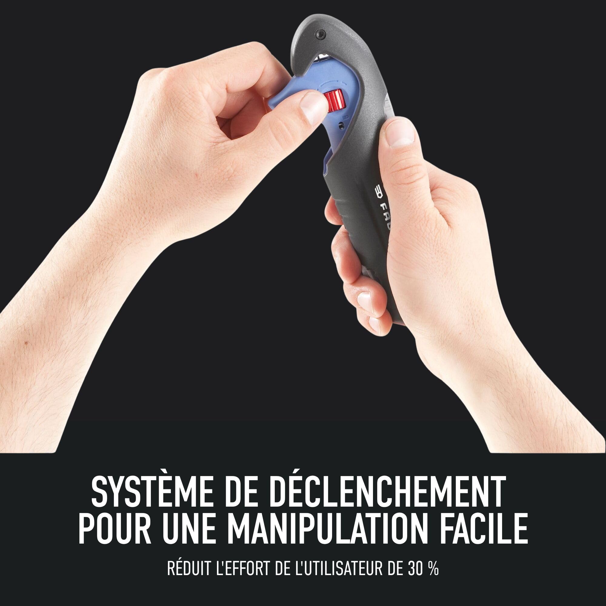 FACOM Outil à Dégainer Multifonction 4-28mm Lame Auto-Pivotante Double Sécurité 5 Lames + 1 Lame de Rechange