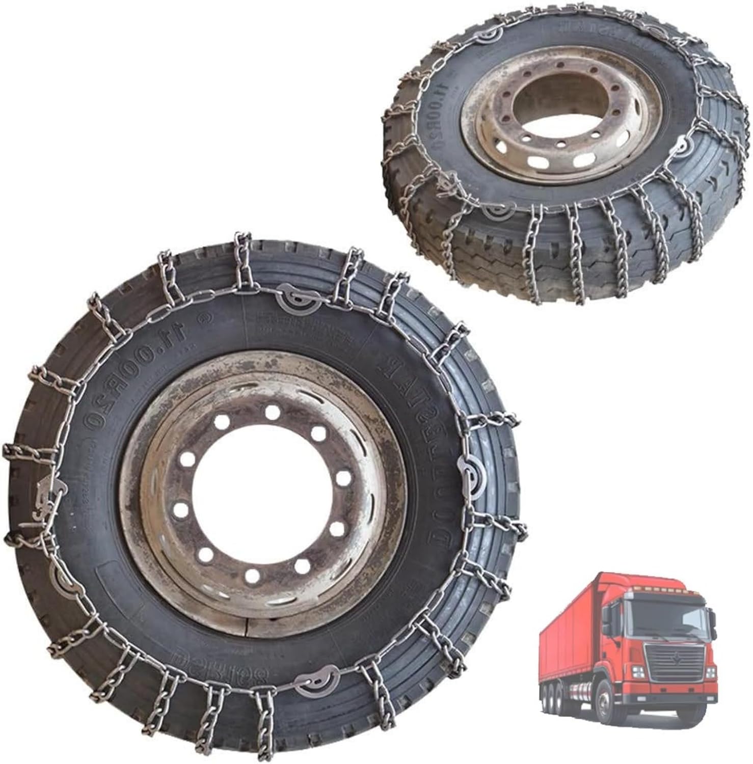 2pcs 9mm Heavy Duty Snow Tire Chains for Suv Pickup Trucks and AVT Traction Chains Manganese Skid Design for Snow and Mud Reliable Grip 235/75R17.5 2pcs 11.00-20