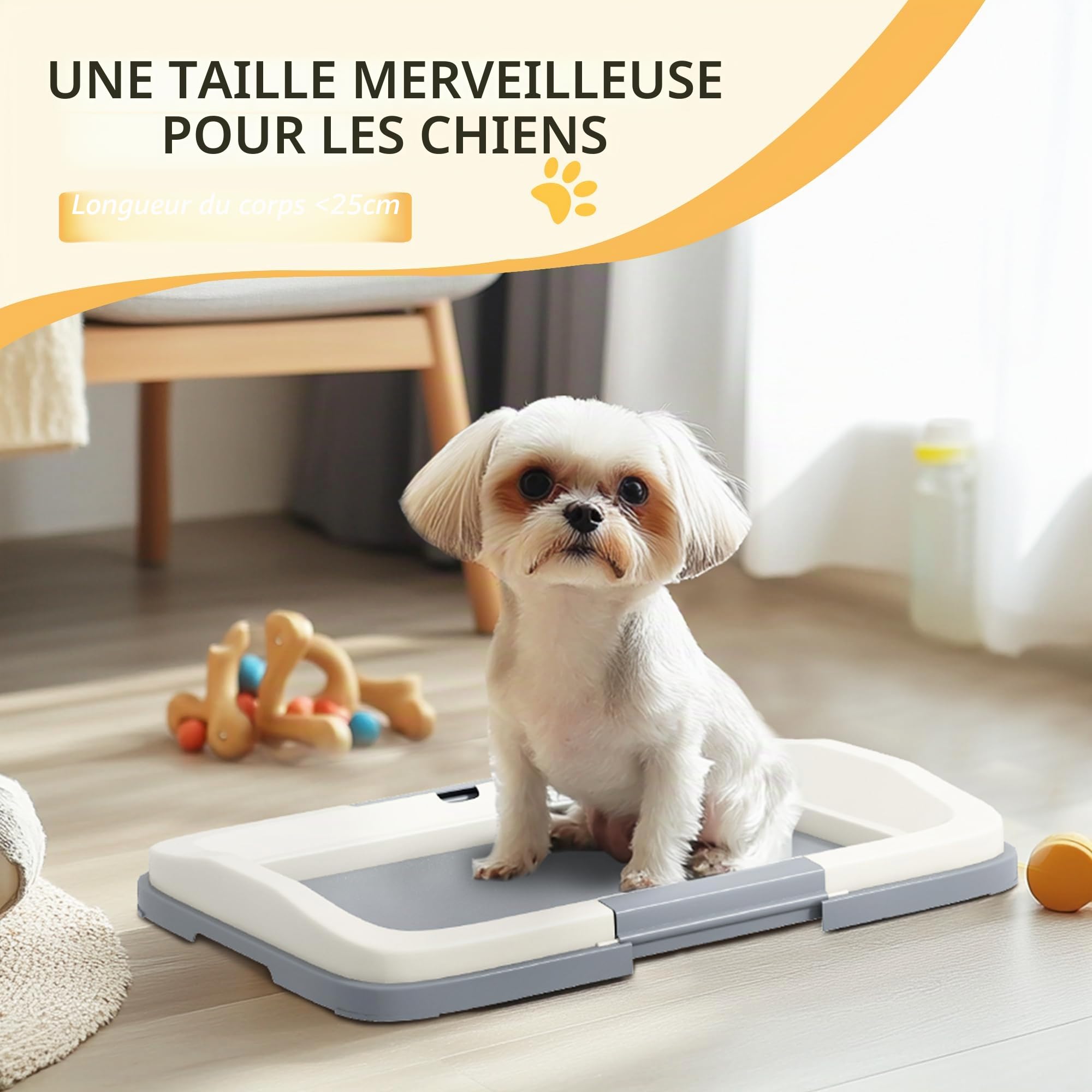 PawHut Bac de toilette pour chien, litière pour chien, tapis d'urine pour le dressage des chiots, plateau de pot pour animal de compagnie, support de tapis de toilette pour intérieur, balcon