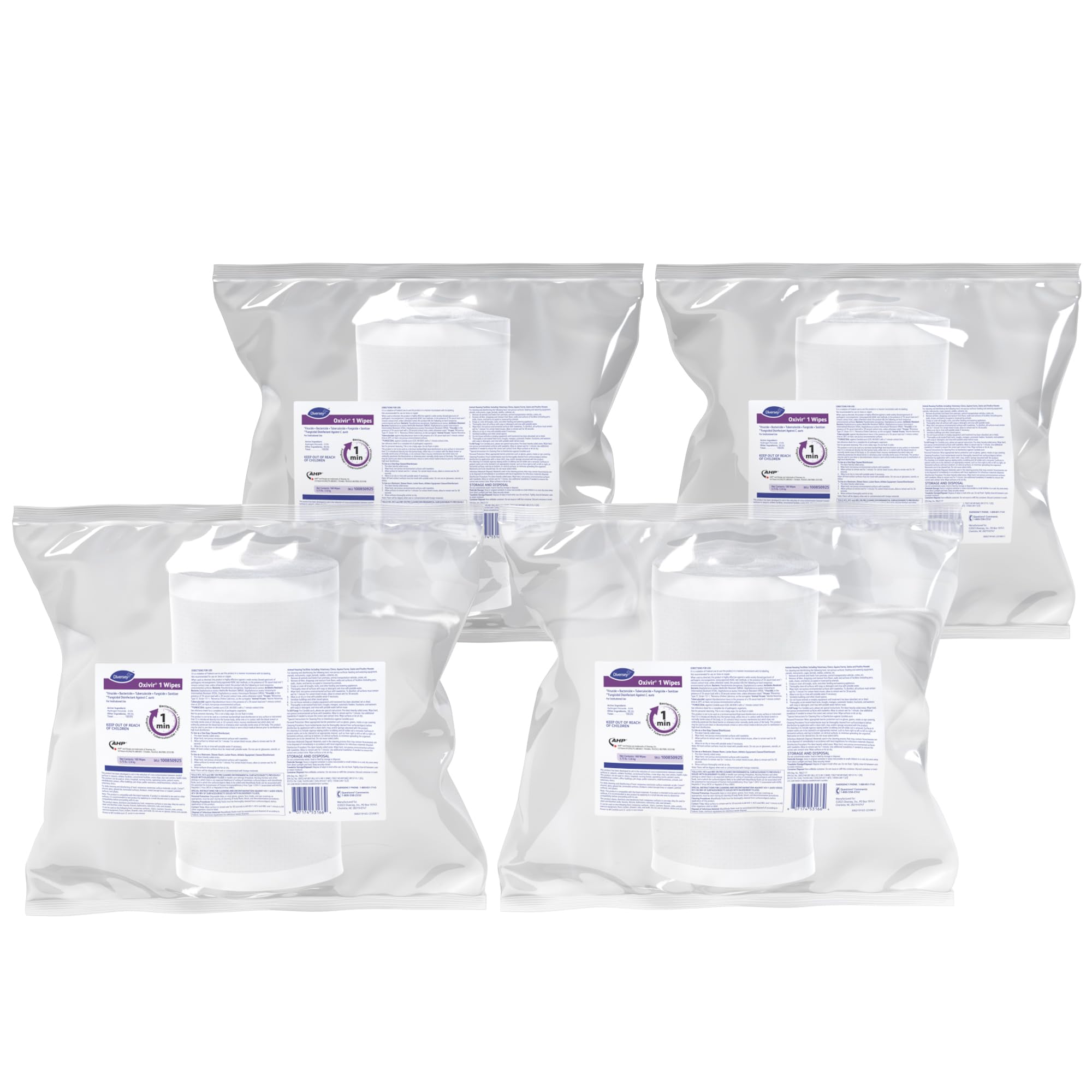 Oxivir Diversey 1 100850925 Disinfectant Cleaning Wipes Pre-Moistened with Accelerated Hydrogen Peroxide AHP Unscented 160 Extra Large 11x12-Inch