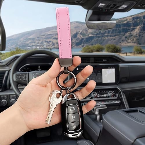 Miniatura 5 de Turcee Llavero de cuero para automóvil, llavero de cuero con personalidad creativa, accesorios de automóvil, llavero universal para hombres y