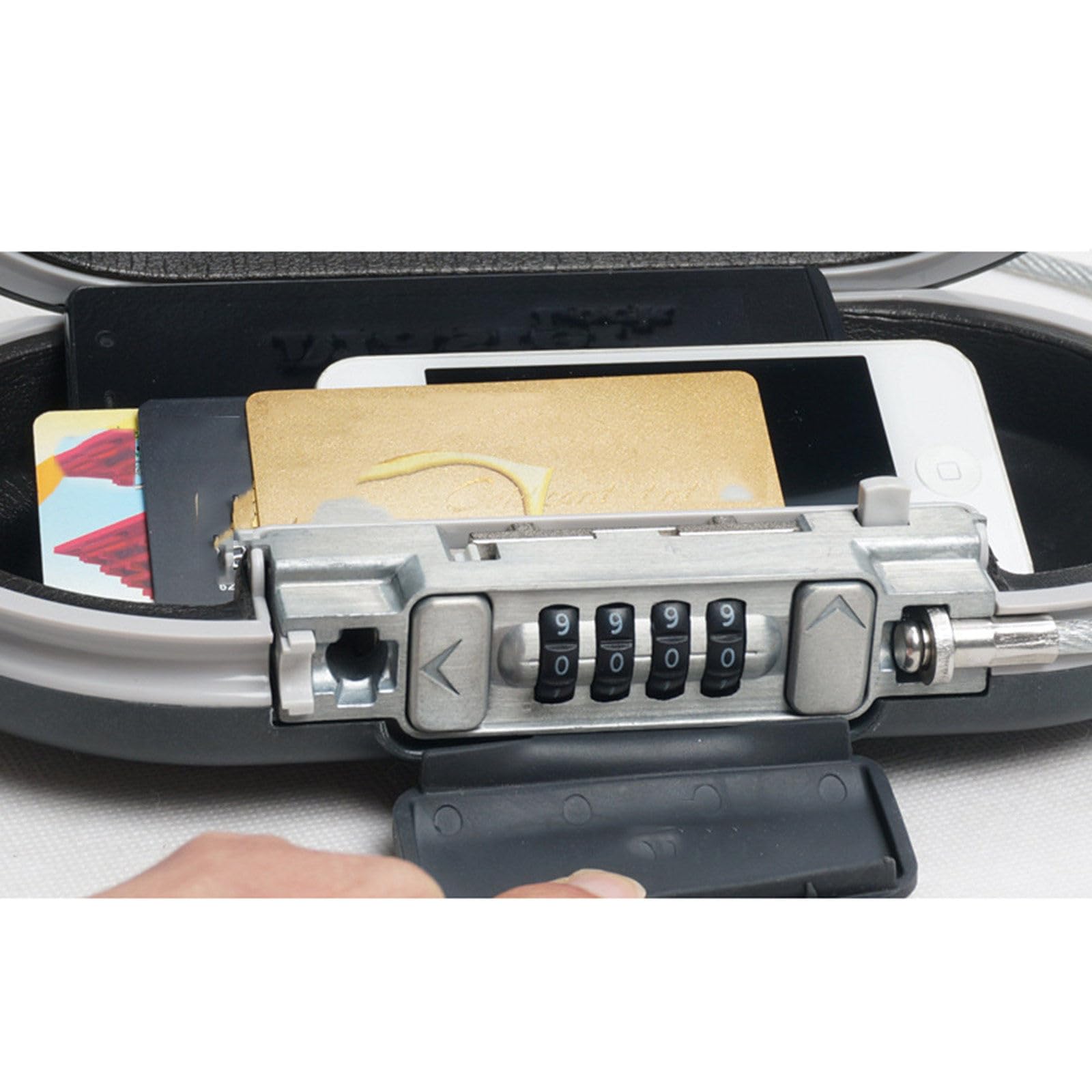 Cassetta di sicurezza portatile Blocco password Mini casseforti Casseforti di sicurezza Corda metallica Scatole di immagazzinaggio del telefono per carte di credito fisse per gioielli,White