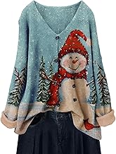 YESNO Women's Fall V-Neck Cardigan Sweaters Casual Graphic Oversized Open Front Button Down Long Sleeves Knit Tops SCV