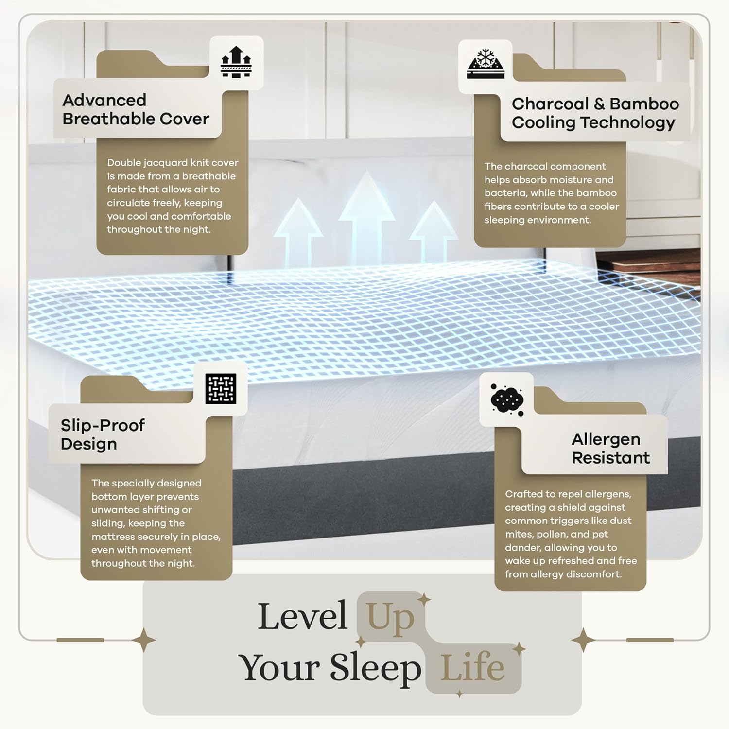 King 14" Hybrid Gel Memory Foam Mattress with Bamboo Cover