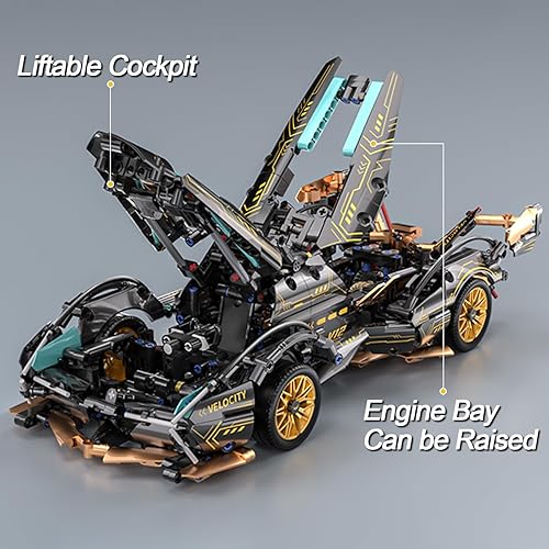 Miniatura 3 de PinkBee Juego de bloques de construcción de autos deportivos para adultos, auto de carreras coleccionable a escala 114, juguete de ingeniería,