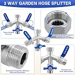 Séparateur de tuyau de jardin 3 C'est bien, c'est lourd. 304 Splitter en acier inoxydable avec vannes d'arrêt, Splitter à épingles à glissière de tuyau de jardin, 3/4''' GHT Fendeur de robinet extérieur fileté