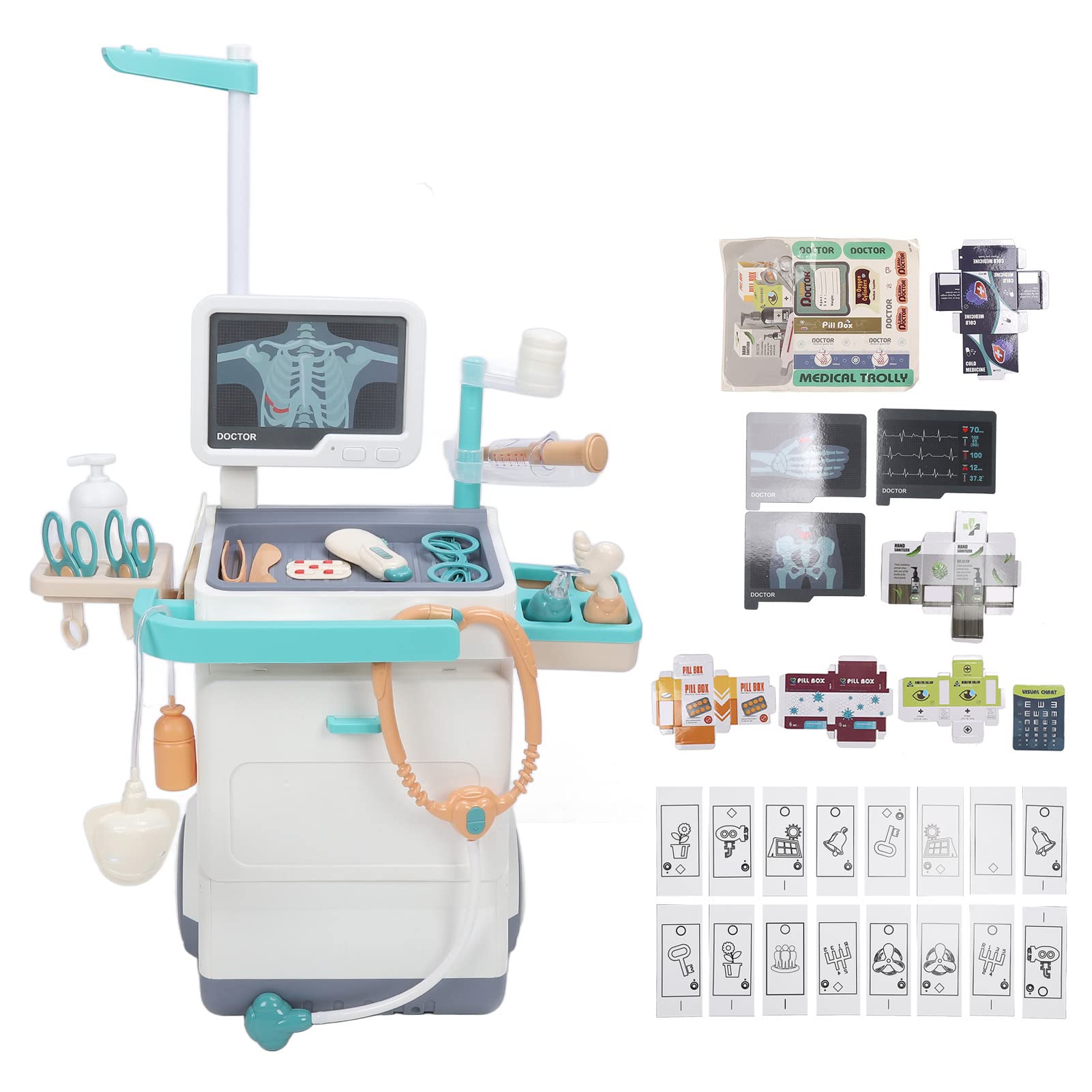 Gonetre Kit Médico para Niños Pequeños con Película de Rayos X y Carrito