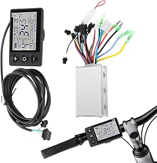 Electric Motor Controller, 24V 36V 48V Water Proof LCD Display Panel Brushless Controller Kit E Bike Conversion Kit for Electric Bicycle Scooter, 350W