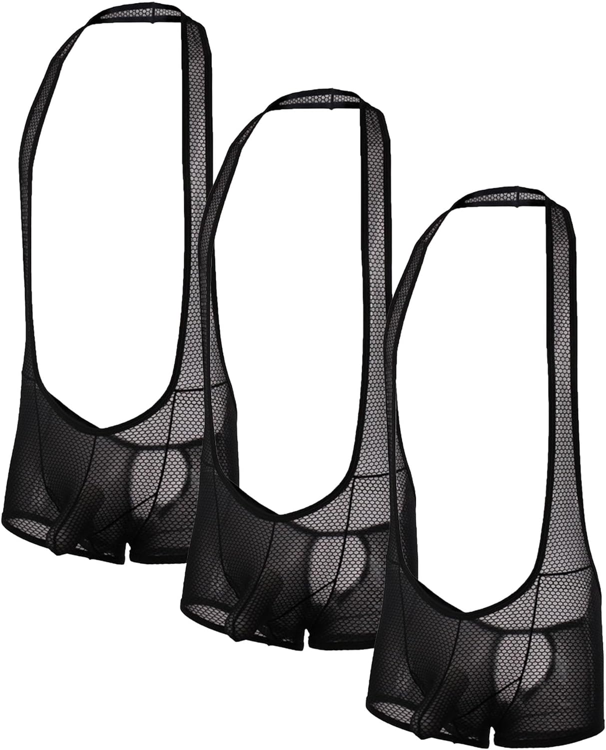 JEKE-DG Men's Mesh Leotard Bodysuit See Through Wrestling Singlet Jumpsuit Sexy Stretch Boxer Briefs Underwear