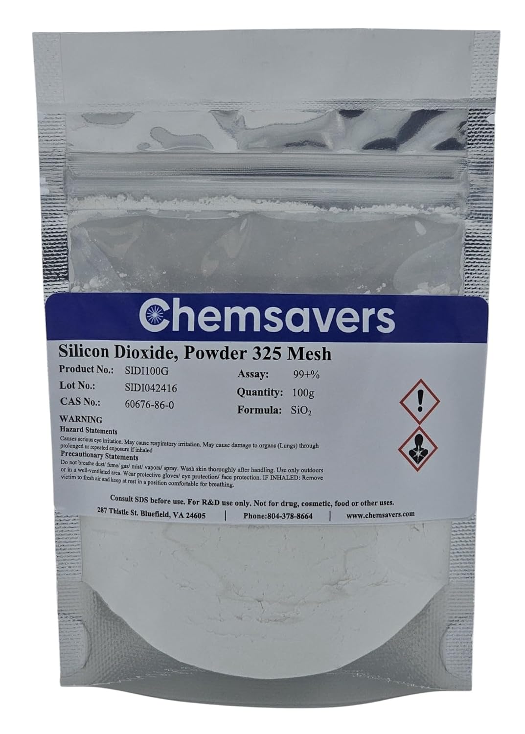 Silicon Dioxide, Powder -325 mesh, 99+%, 100g