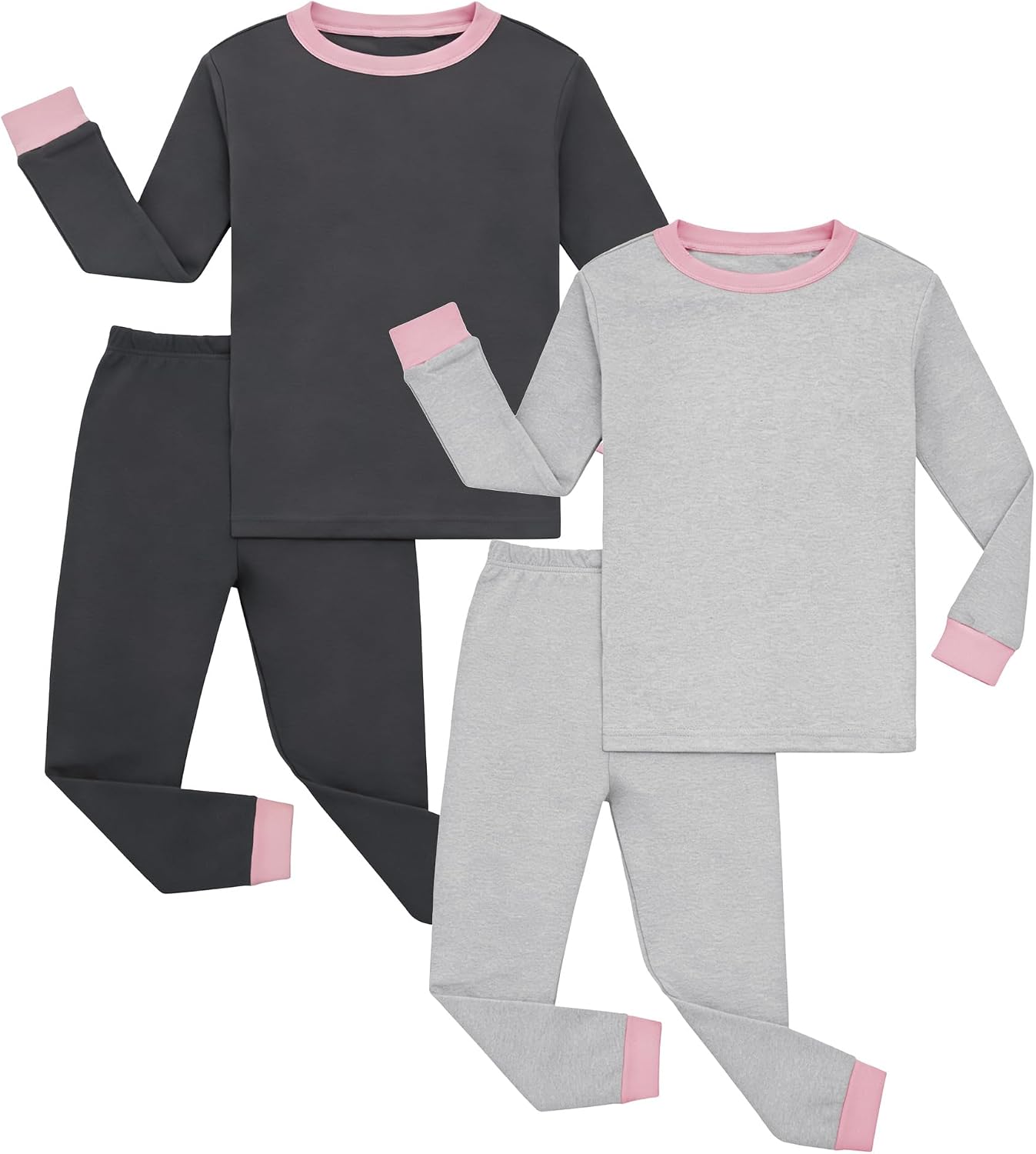 4 Piece Girls' 100% Cotton Snug Fit Pajamas Set Pullover Kids Pjs Soft Sleepwear 2T-12 Years