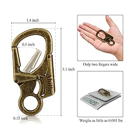 Ahiller Carabiner Clip, Double Anti-Misopening Locking Design, 3 Zinc Alloy Heavy Keychain for Outdoor Camping Hiking, Key Ring Clip (Bronze-1P)