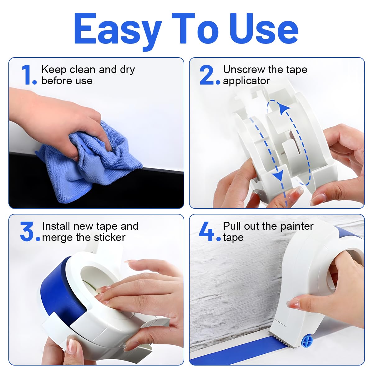 Masking Master, Distributore di Nastro per Pittori, Masking Master Applicatore Nastro, per Pavimenti, Finestre e Telai di Porte, ABS
