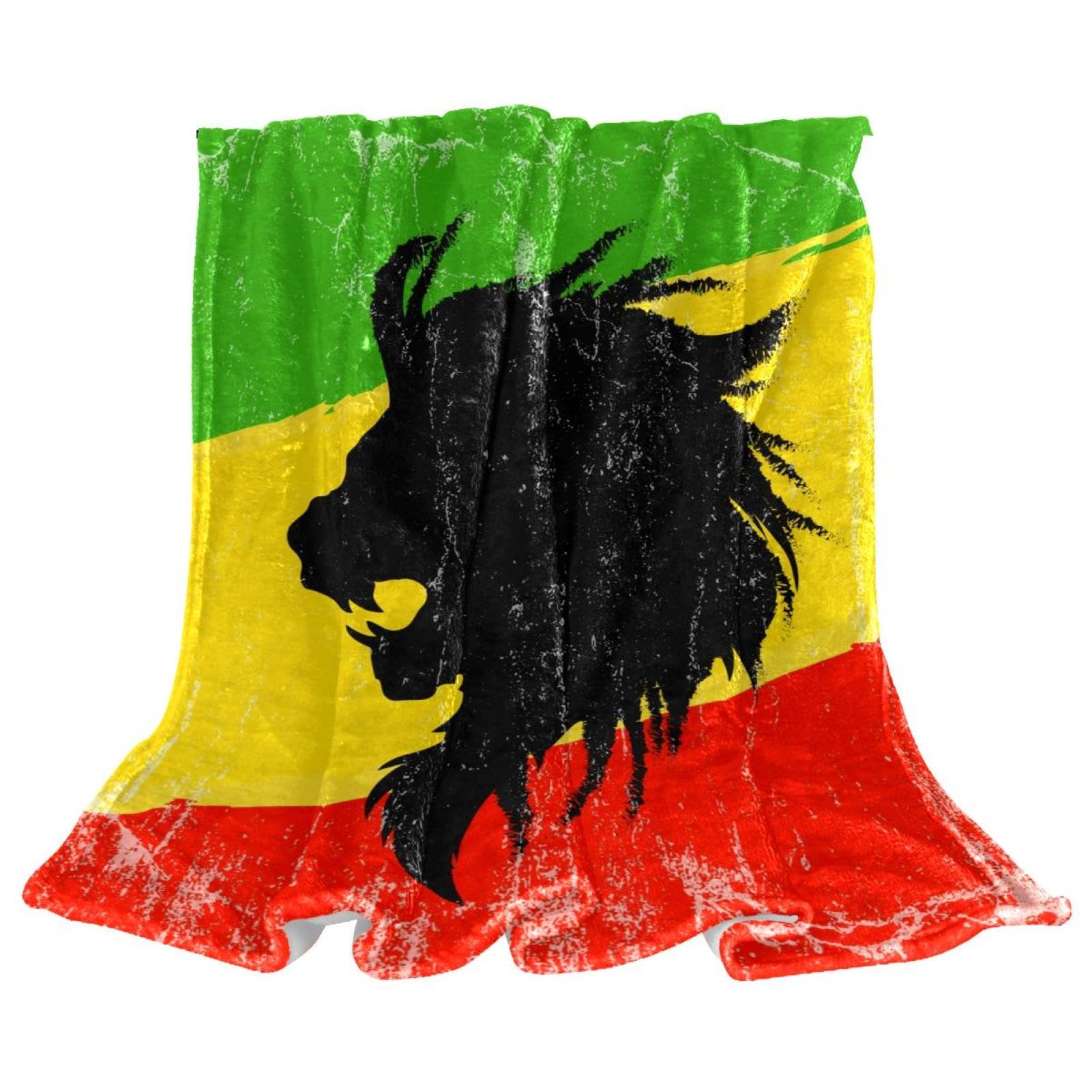 Couverture Polaire Lion Noir pour Canapé et Lit 150x130cm Plaid Chaud de Salon