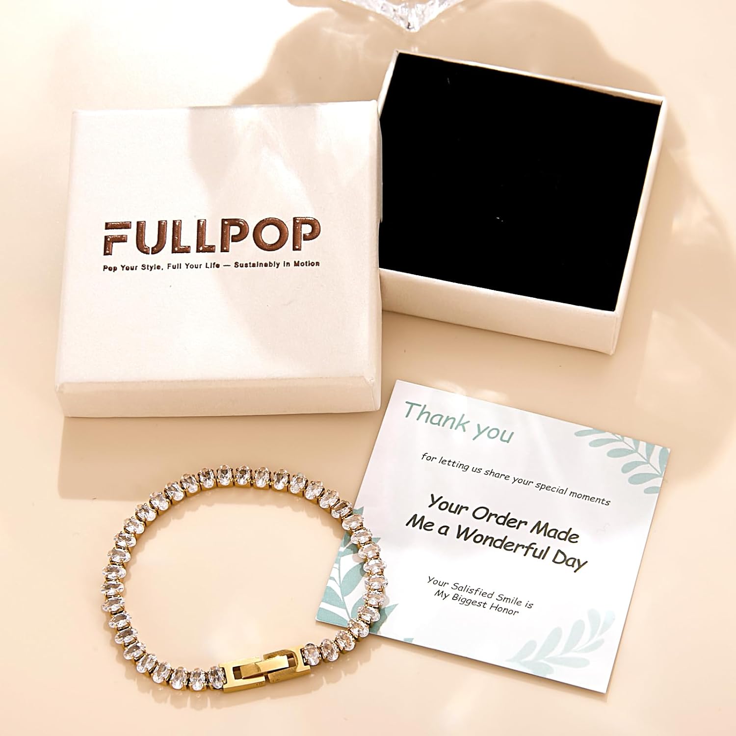 Fullpop Dainty Tennis Bracelets for Women Trendy Set, 14K Gold/Silver Plated Bracelets for Women Tennis Bracelet Gold Diamond Bracelets Anthropologie Jewelry Christmas Valentine's Day Gifts for Women - Image 7