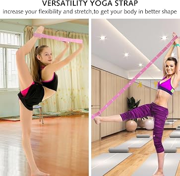1 pcs Stretching Strap with Loops, Abeillo Elastic Yoga Straps for Stretching Equipment, Stretch Band for Physical Therapy, Yoga, Pilates,Dance, Gymnastics Exercise and Flexibility