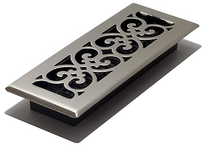 Decor Grates SPH310-NKL 3-Inch by 10-Inch Scroll Floor Register, Brushed Nickel