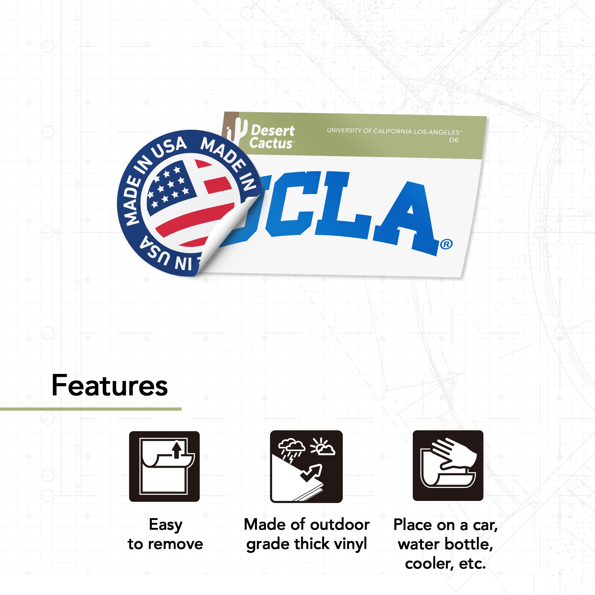 Amazon.com: Desert Cactus University of California Los Angeles Sticker UCLA  Bruins Vinyl Decal Laptop Water Bottle Car Scrapbook (IND D6) : Sports &  Outdoors