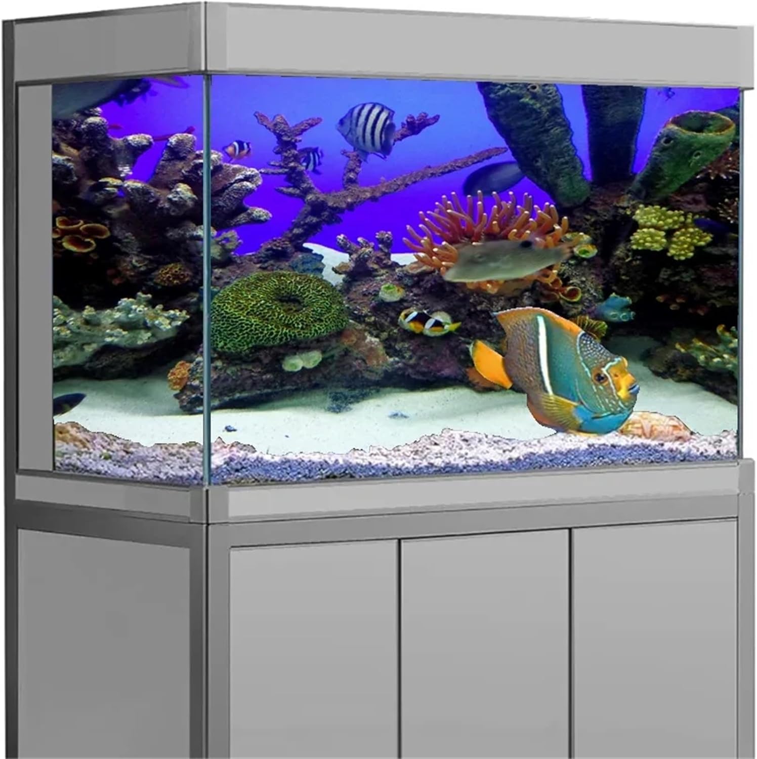 Aquarium Background PVC Fish Tank Decoration Poster Double Side 3D Background for Aquarium Ocean Plants Landscape(Gray,54x122cm)