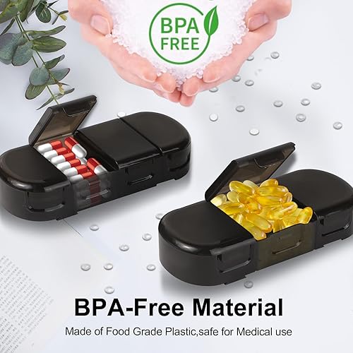 Miniatura 4 de Pastillero diario con 7 compartimentos, organizador de pastillas de viaje, pastillero desmontable para bolsillo de bolso para guardar vitaminas,